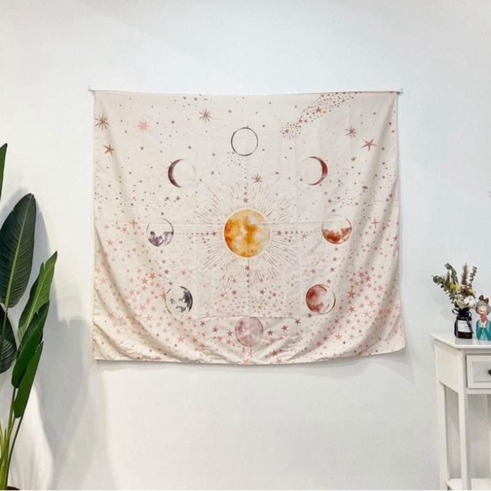 Large Moon Phase Wall Tapestry Large
